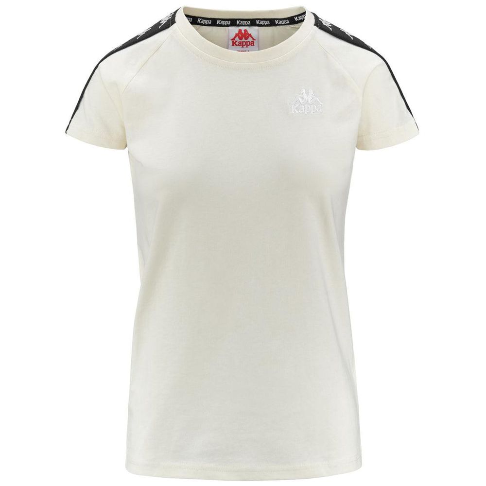 Women Kappa 222 Banda Apan T-Shirt White | 394051-WPG