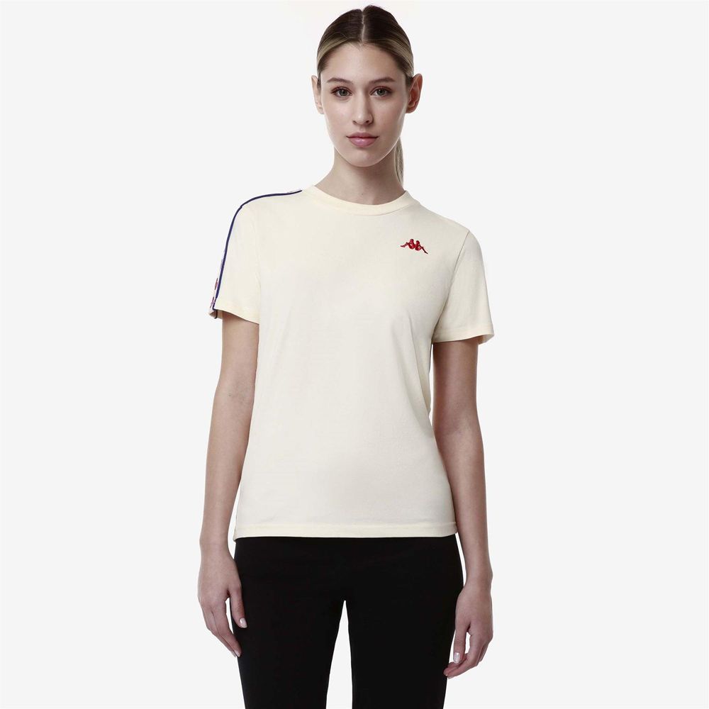 Women Kappa 222 Banda Luise T-Shirt White | 038721-SOM