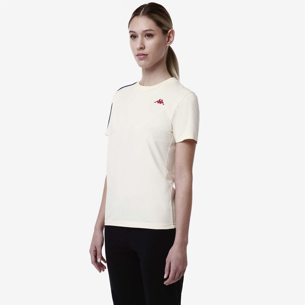 Women Kappa 222 Banda Luise T-Shirt White | 038721-SOM