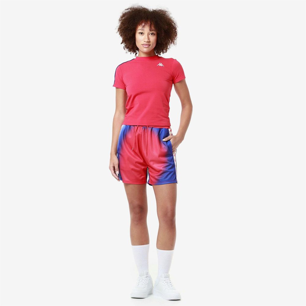 Women Kappa 222 Banda Sacha 2 Graphik Shorts Red | 037189-PWJ