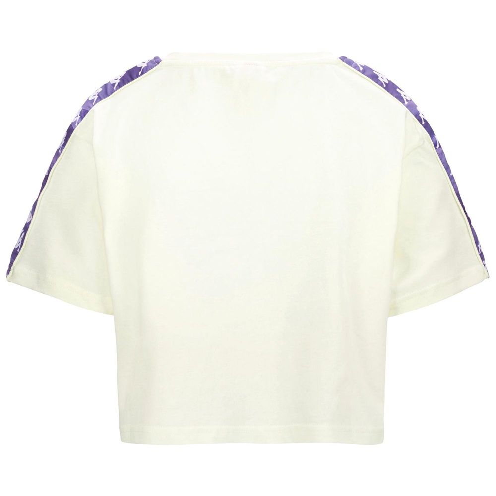 Women Kappa 222 Banda Vapua Graphiktape T-Shirt White | 650248-IWB