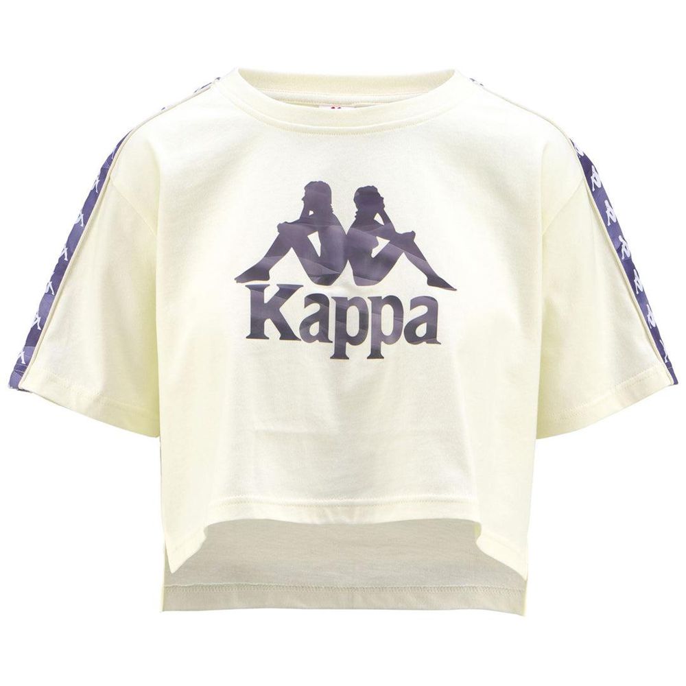 Women Kappa 222 Banda Vapua Graphiktape T-Shirt White | 650248-IWB