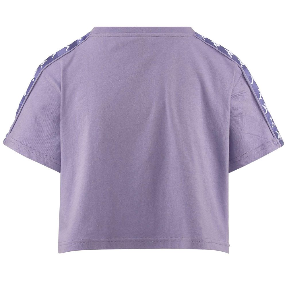 Women Kappa 222 Banda Vapua Graphiktape T-Shirt Purple | 936540-VNG