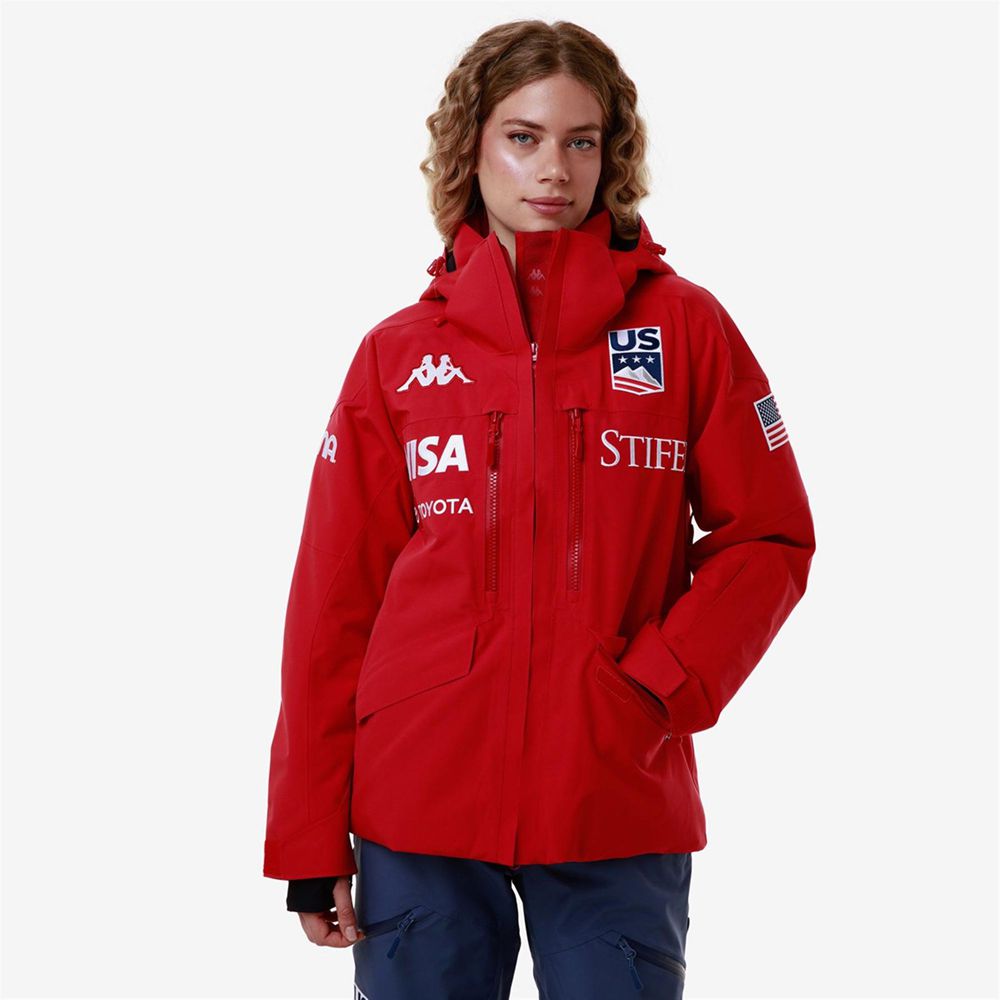 Women Kappa 6 Cento 604f Us Jacket Red | 607851-RNH