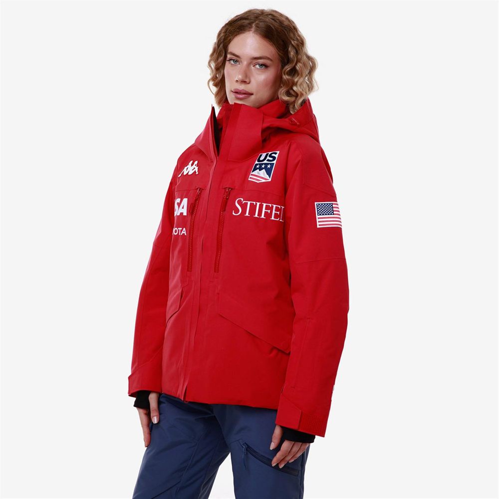 Women Kappa 6 Cento 604f Us Jacket Red | 607851-RNH