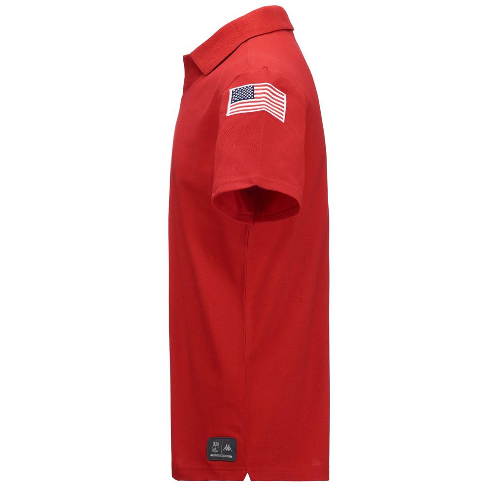 Women Kappa Angat Usa Us Polo Shirt Red | 956307-CED