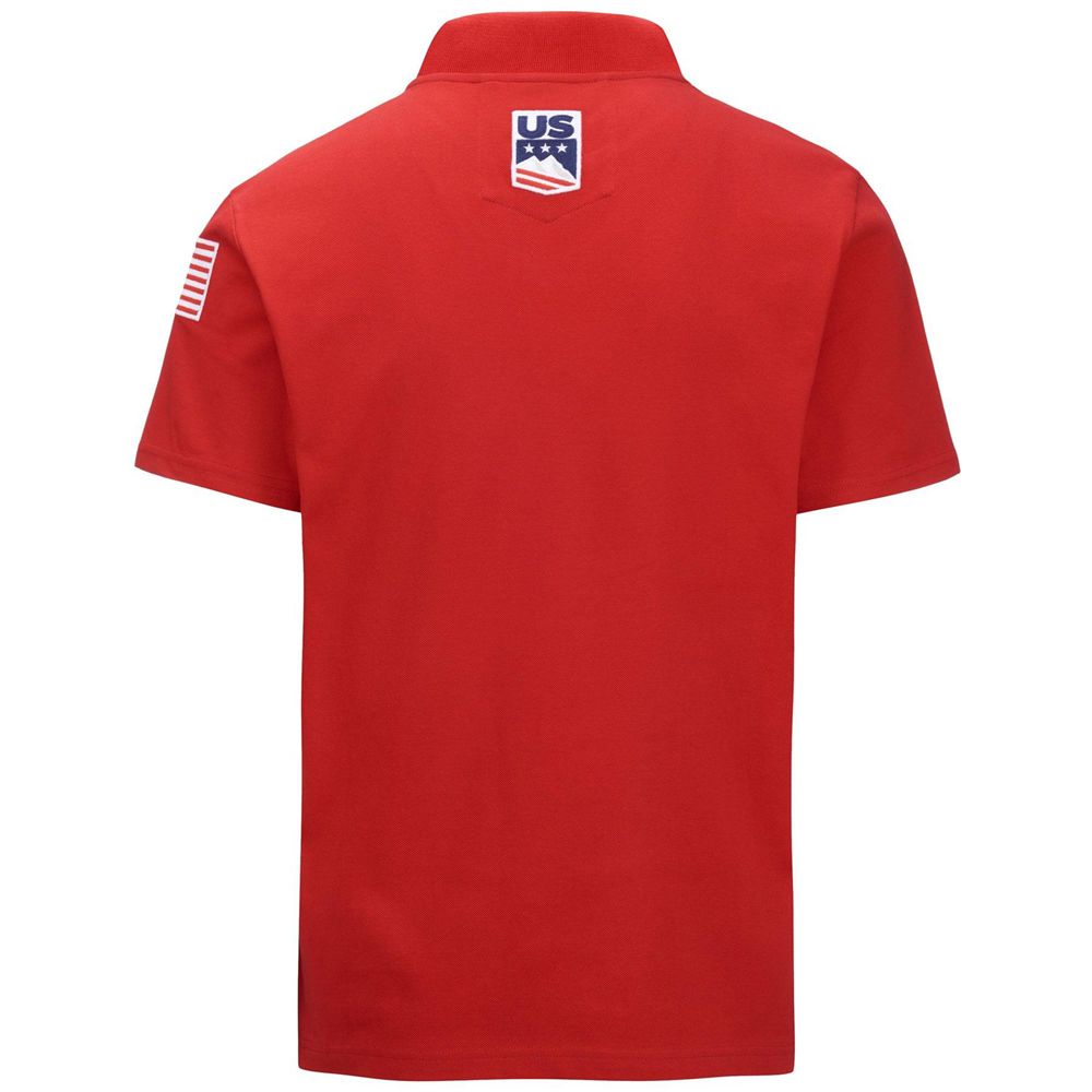 Women Kappa Angat Usa Us Polo Shirt Red | 956307-CED