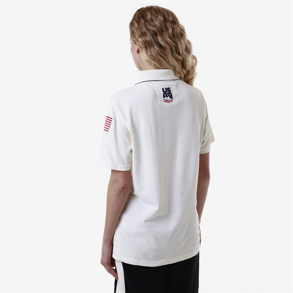 Women Kappa Angat Usa Us Polo Shirt White | 936520-BUO