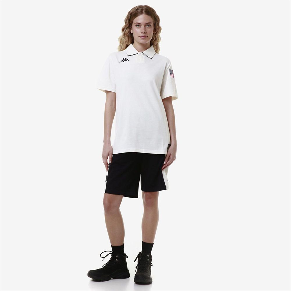 Women Kappa Angat Usa Us Polo Shirt White | 936520-BUO