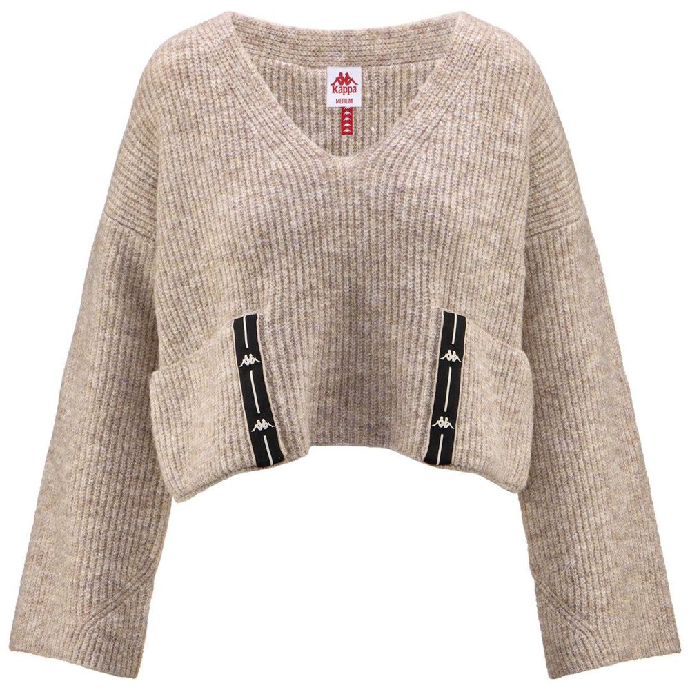 Women Kappa Authentic Jpn Fannie Sweater Beige | 651438-NQK