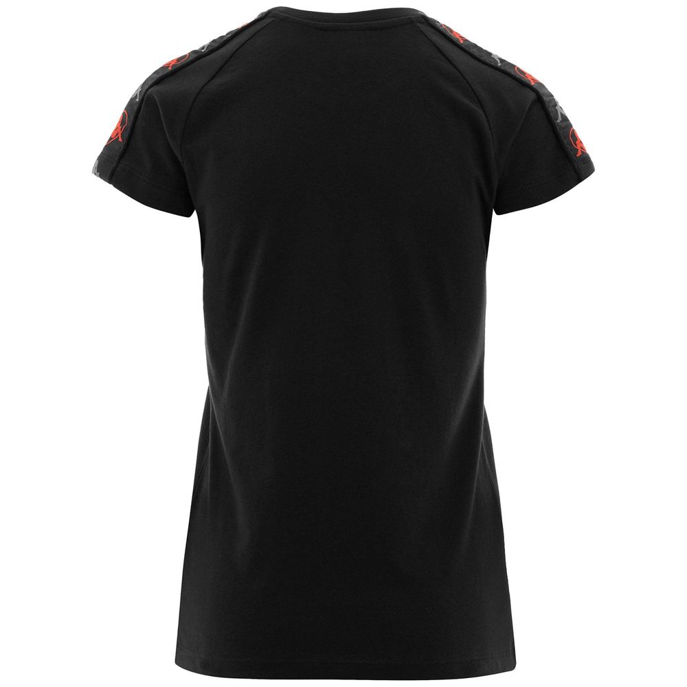 Women Kappa Authentic Lina T-Shirt Black | 162387-XZS