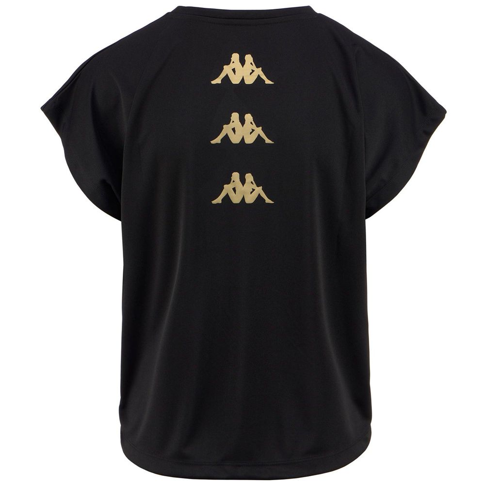 Women Kappa Dire T-Shirt Black | 851947-CWU