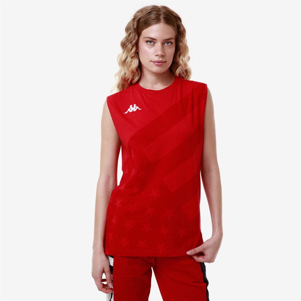 Women Kappa Drideca Us Tank Top Red | 109652-IGJ