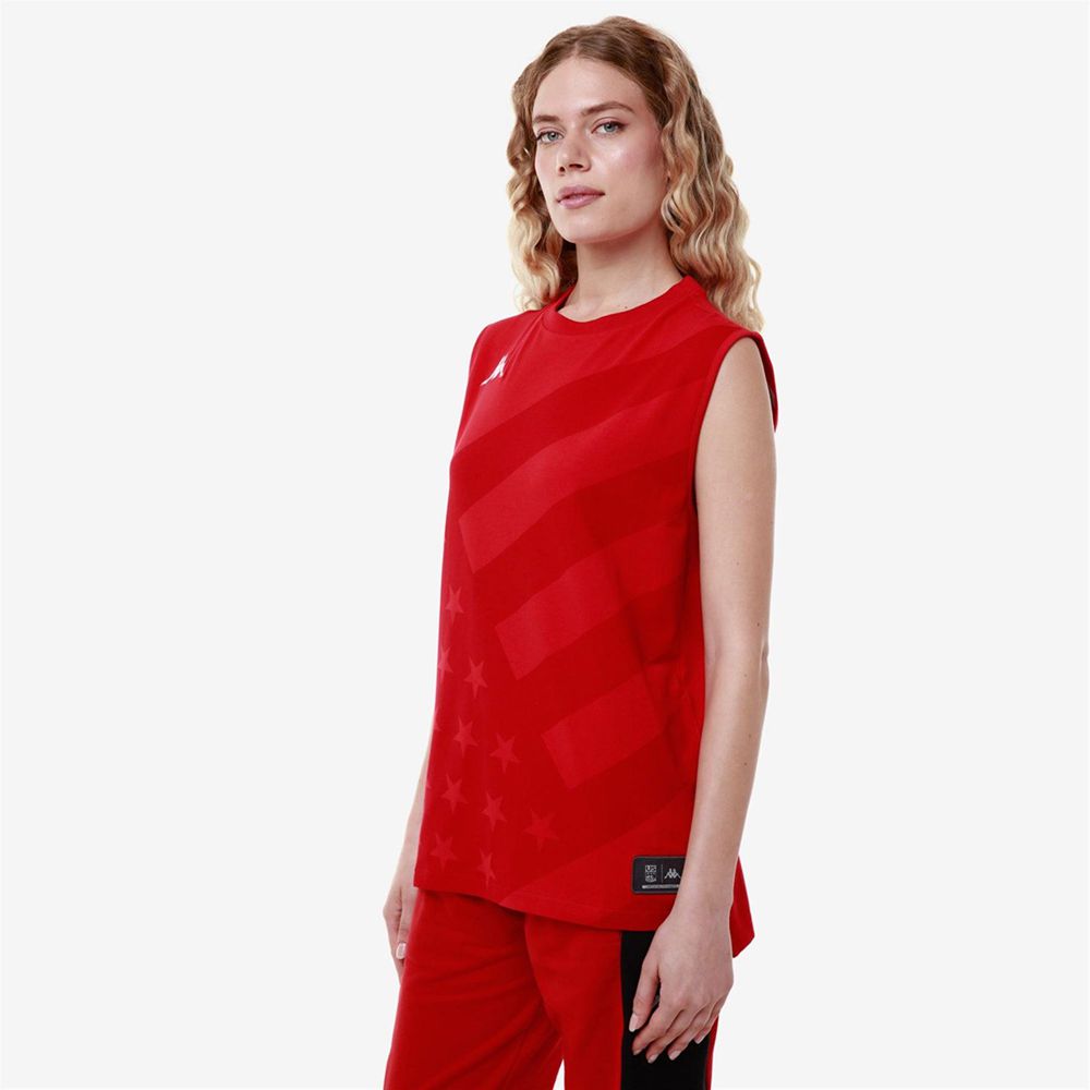 Women Kappa Drideca Us Tank Top Red | 109652-IGJ