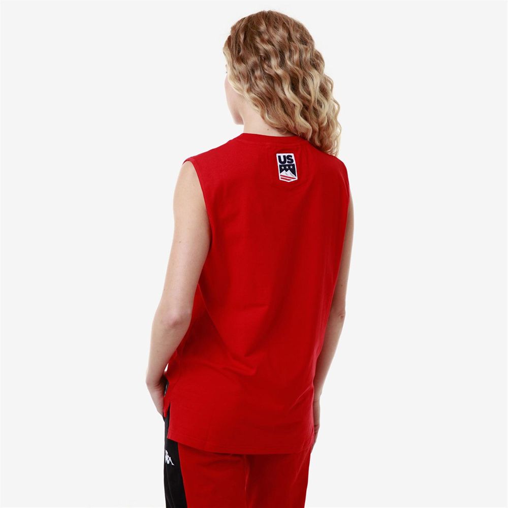 Women Kappa Drideca Us Tank Top Red | 109652-IGJ