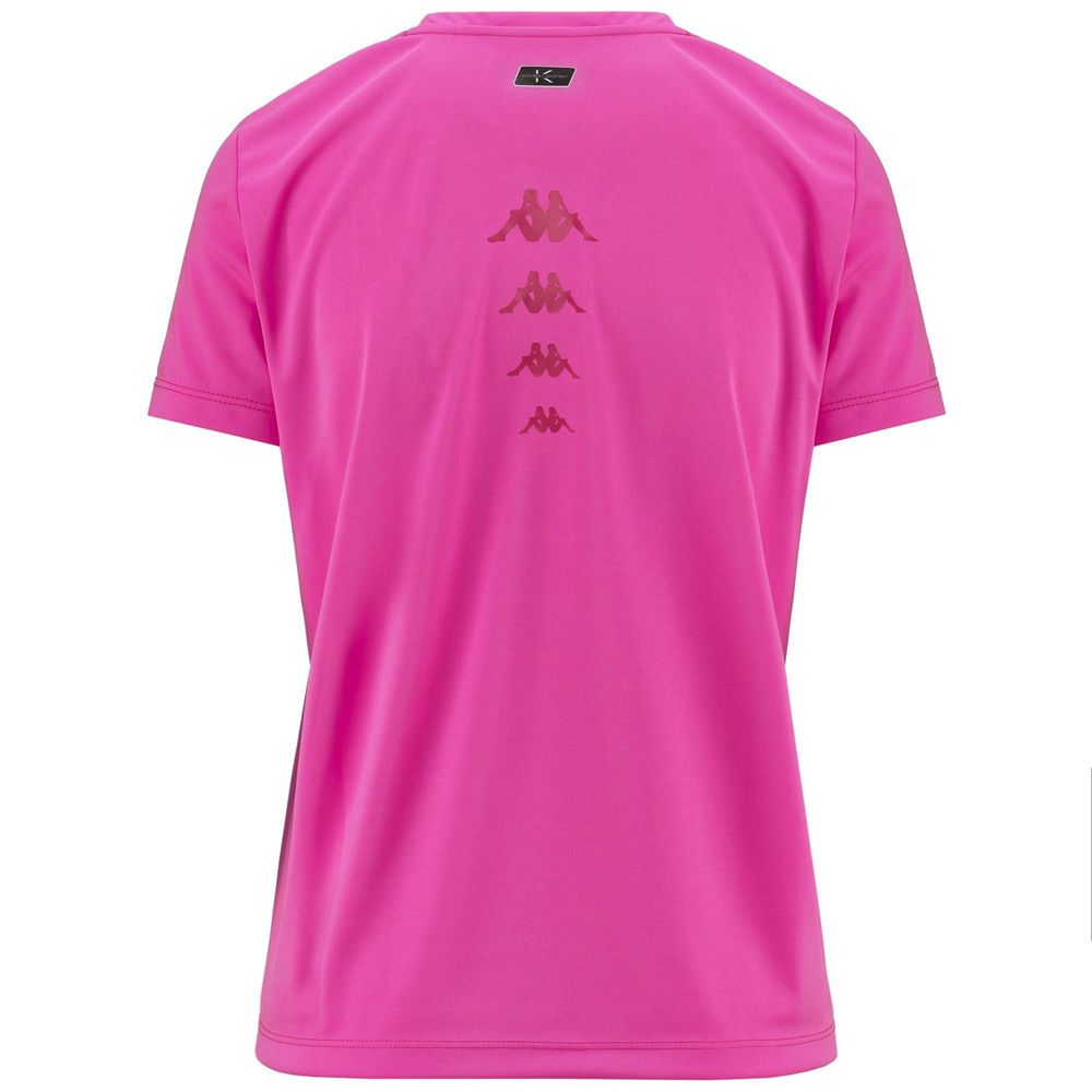 Women Kappa Eria T-Shirt Pink | 765381-OPQ