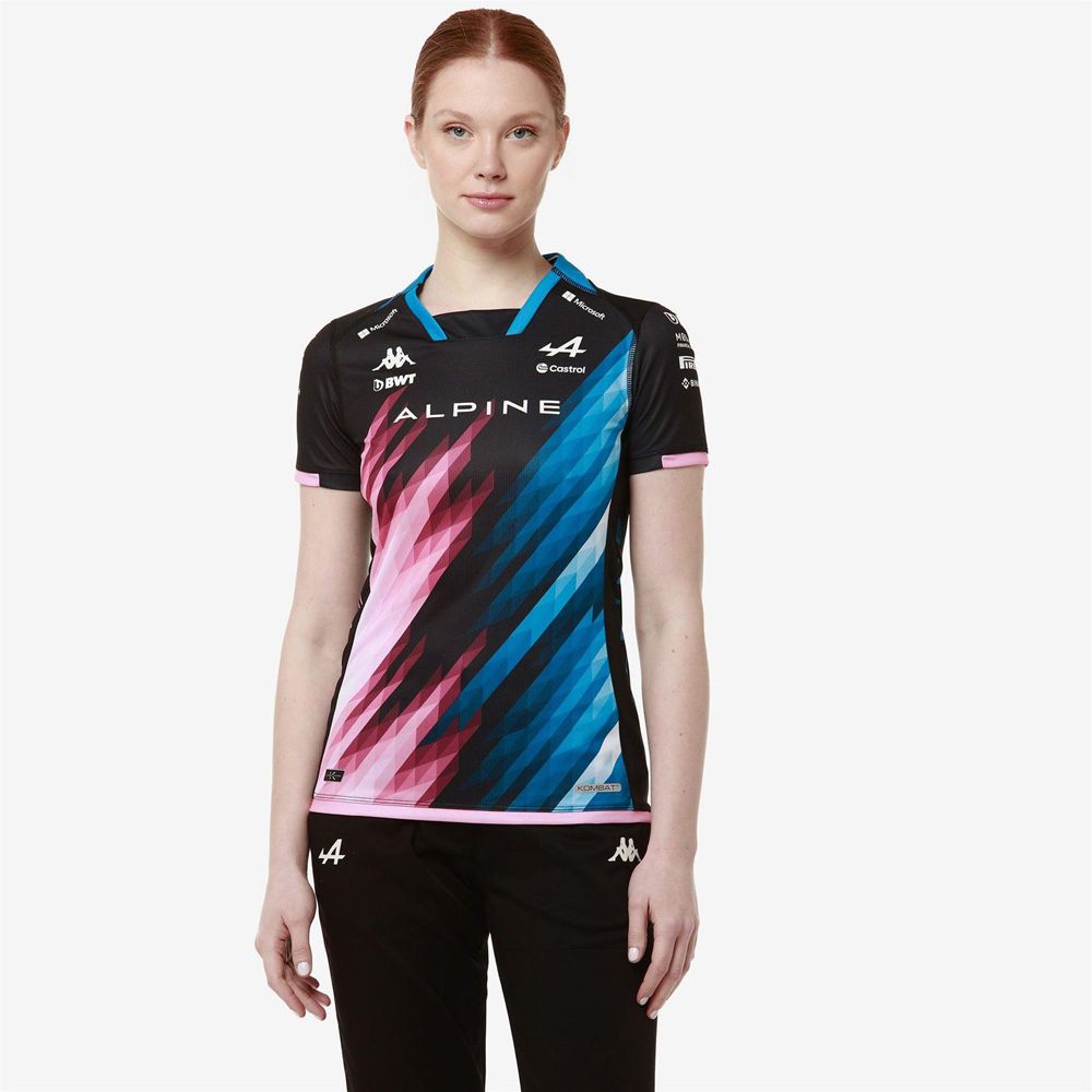 Women Kappa Kombat Lady 2024 Ocon Alpine F1 Jersey Black | 526431-EUL