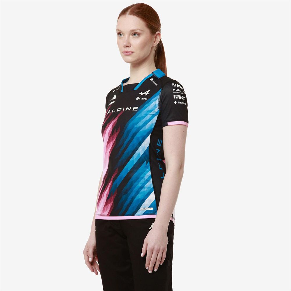 Women Kappa Kombat Lady 2024 Ocon Alpine F1 Jersey Black | 526431-EUL