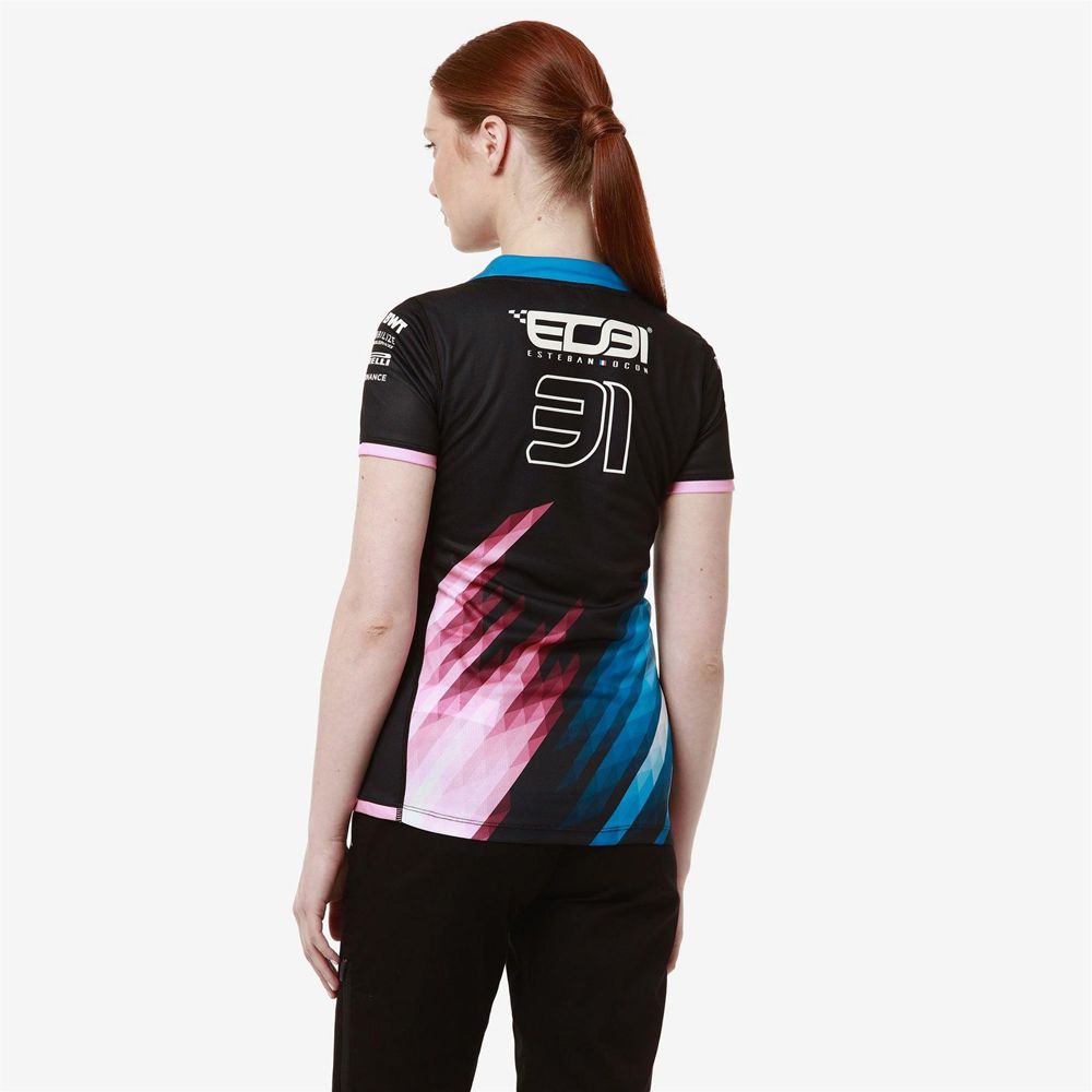 Women Kappa Kombat Lady 2024 Ocon Alpine F1 Jersey Black | 526431-EUL