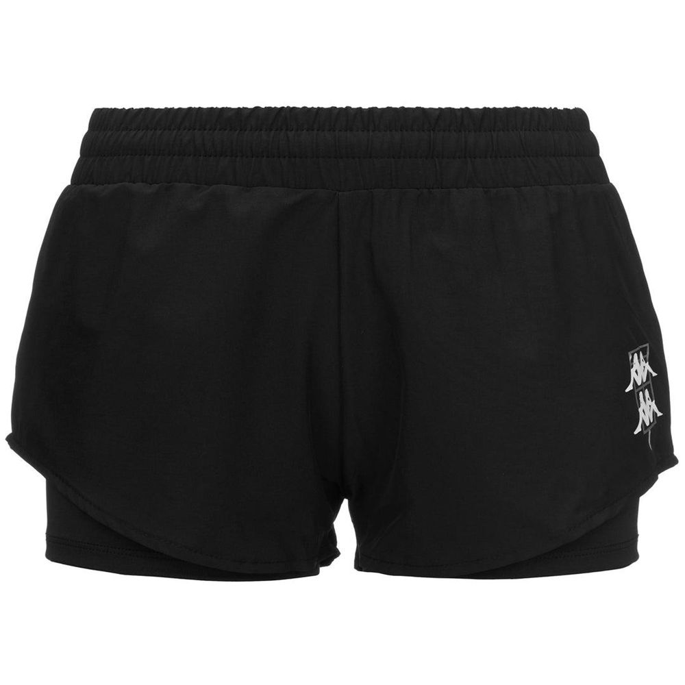 Women Kappa Kombat Padel Ener Shorts Black | 815347-NOD