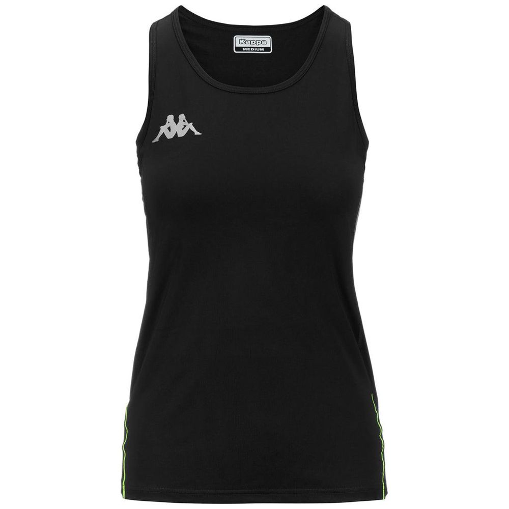 Women Kappa Kombat Run Fines Tank Top Black | 415037-ALV