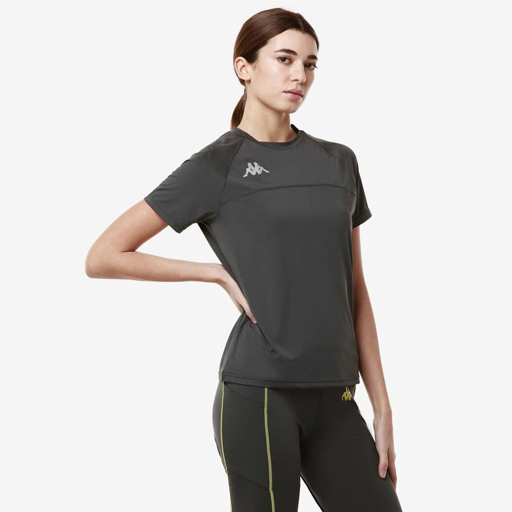 Women Kappa Kombat Run Foschia T-Shirt Grey | 364501-FMQ