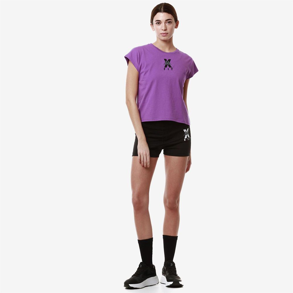 Women Kappa Kombat Wkt Ebura T-Shirt Purple | 876250-BLV