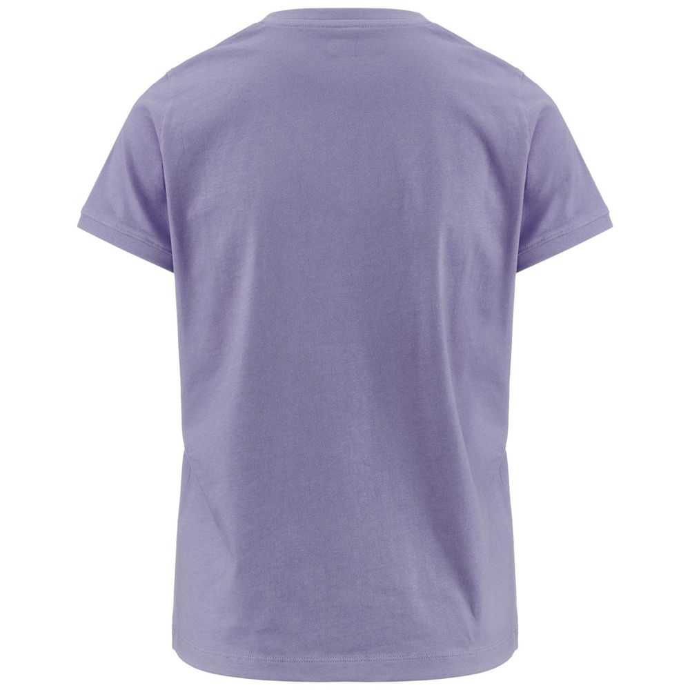 Women Kappa Logo Cabou T-Shirt Purple | 042173-OXL