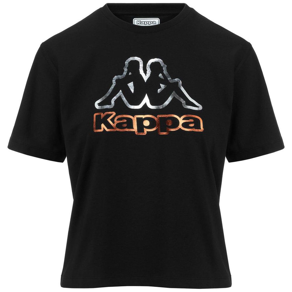 Women Kappa Logo Falella T-Shirt Black | 826591-KOV