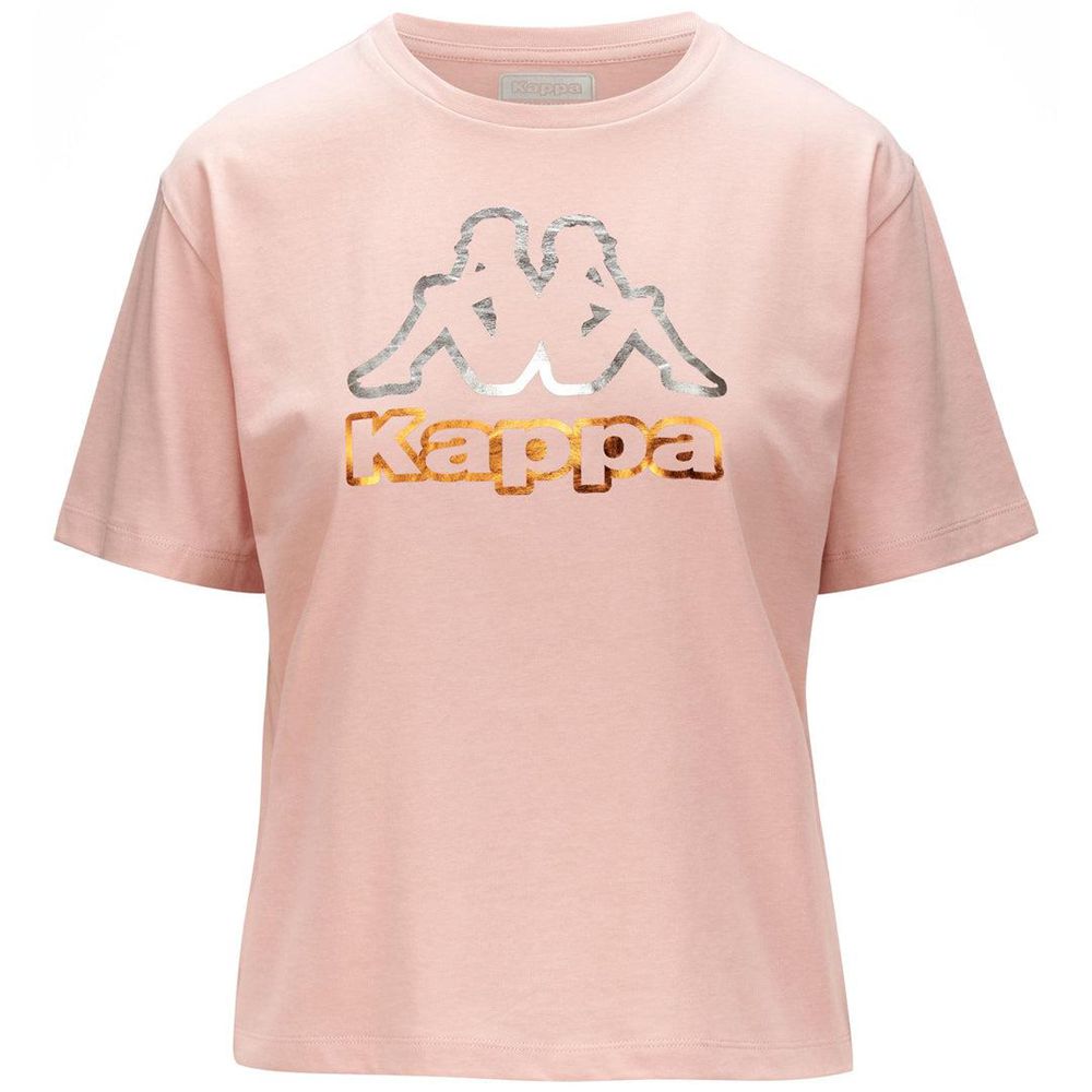 Women Kappa Logo Falella T-Shirt Pink | 876540-NCJ