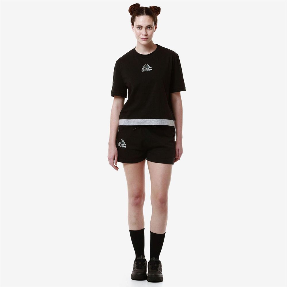 Women Kappa Logo Faltra Shorts Black | 196523-LQR