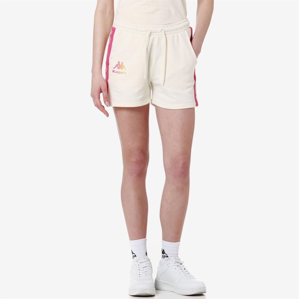 Women Kappa Logo Faltra Shorts White | 962074-WLI