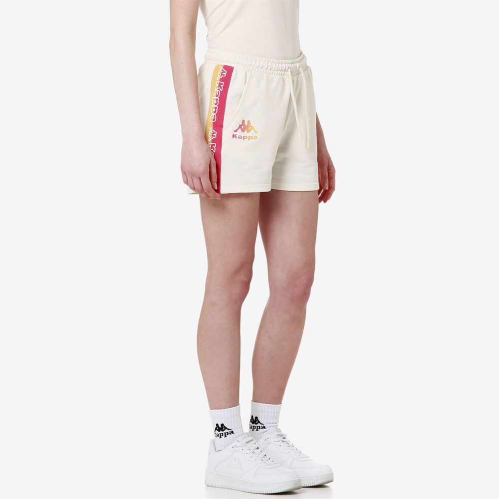 Women Kappa Logo Faltra Shorts White | 962074-WLI