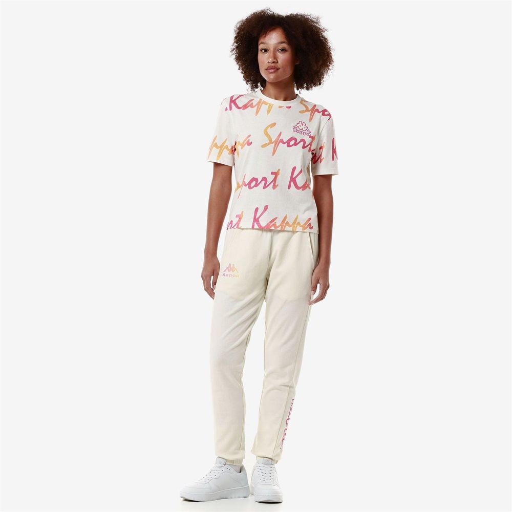 Women Kappa Logo Fesia Pants White | 965304-ODR