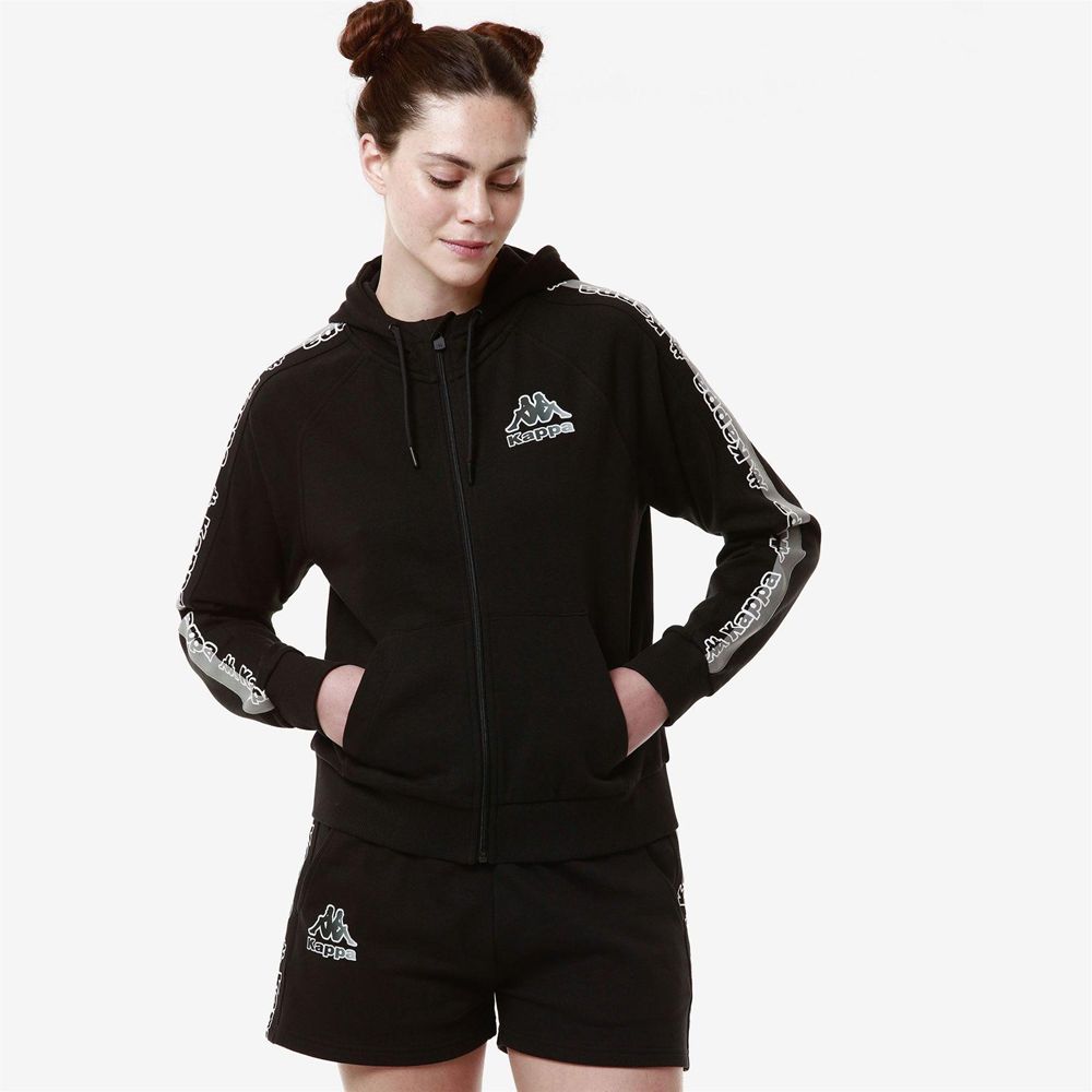 Women Kappa Logo Fiomia Hoodie Black | 564731-TLA