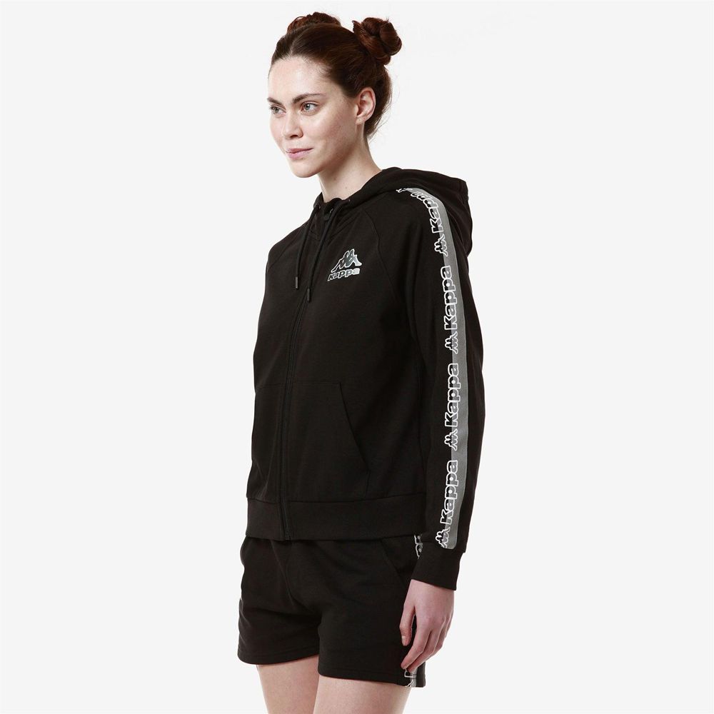 Women Kappa Logo Fiomia Hoodie Black | 564731-TLA