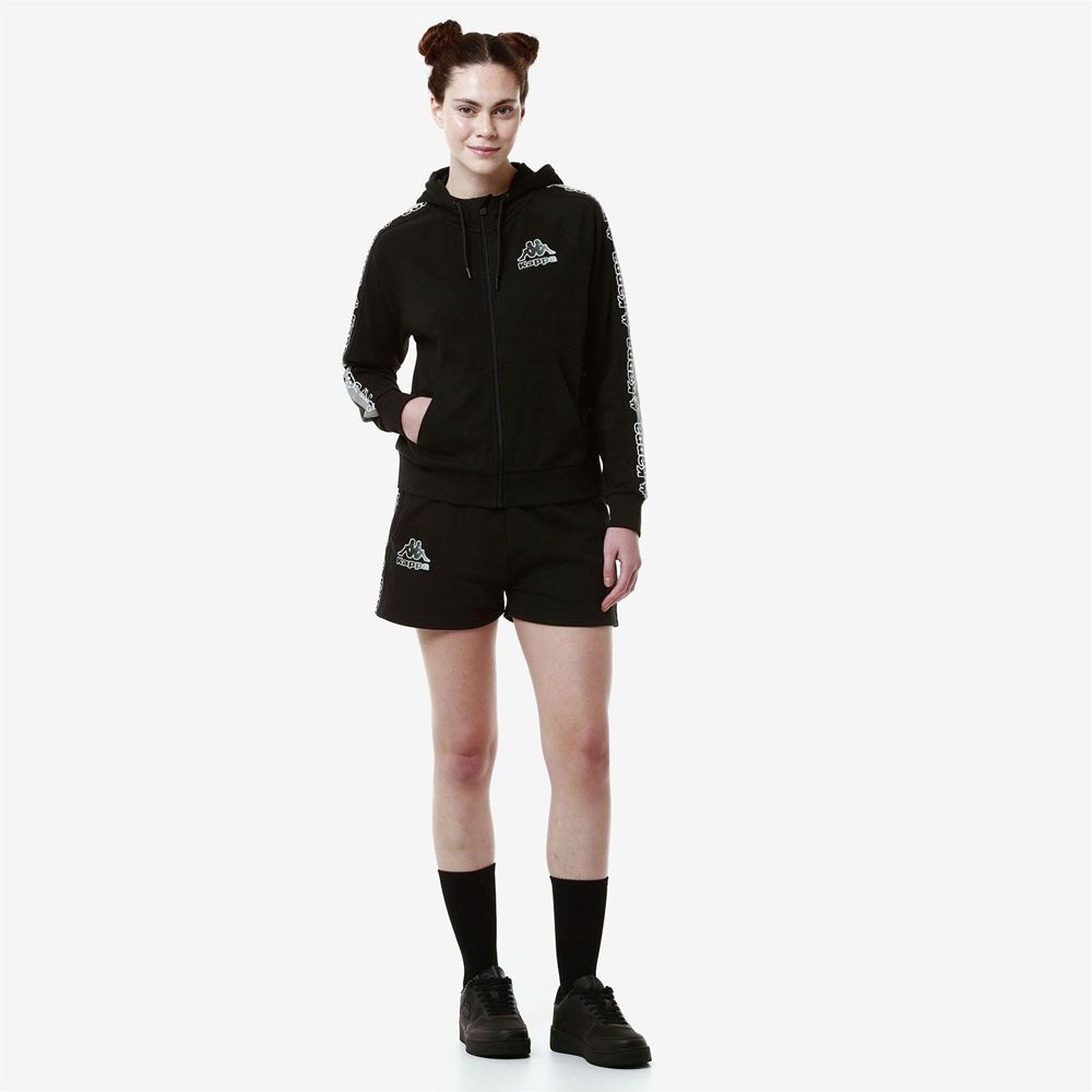 Women Kappa Logo Fiomia Hoodie Black | 564731-TLA