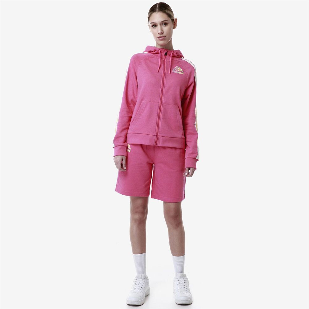 Women Kappa Logo Fiomia Hoodie Pink | 598063-KZM