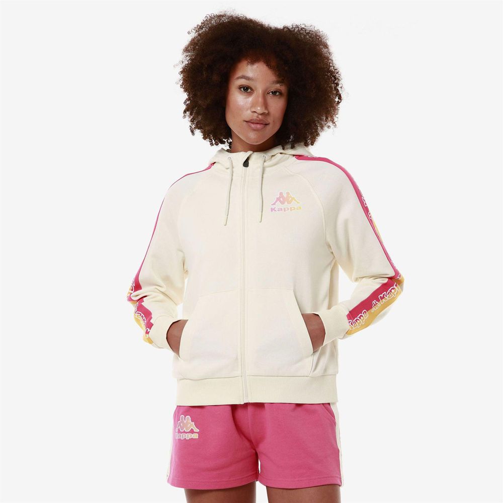 Women Kappa Logo Fiomia Hoodie White | 290843-PYG