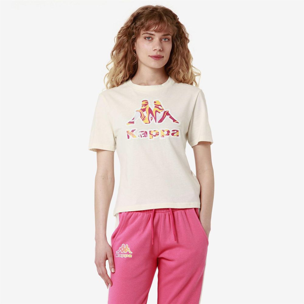 Women Kappa Logo Fiora T-Shirt Pink | 472059-TUH