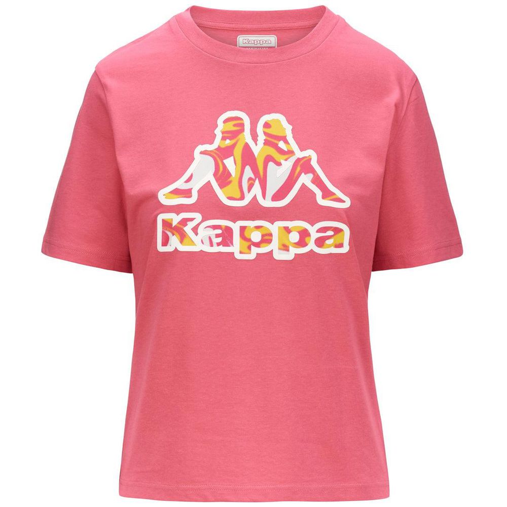 Women Kappa Logo Fiora T-Shirt Pink | 472059-TUH