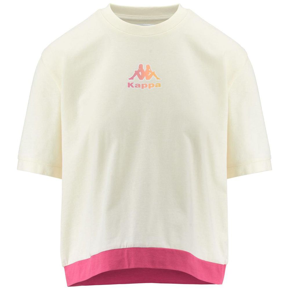 Women Kappa Logo Flussa T-Shirt White | 260473-AEV