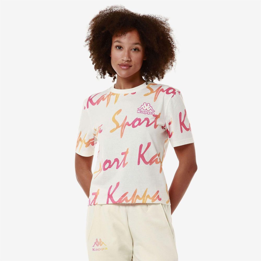 Women Kappa Logo Fradela T-Shirt White | 715683-IAD