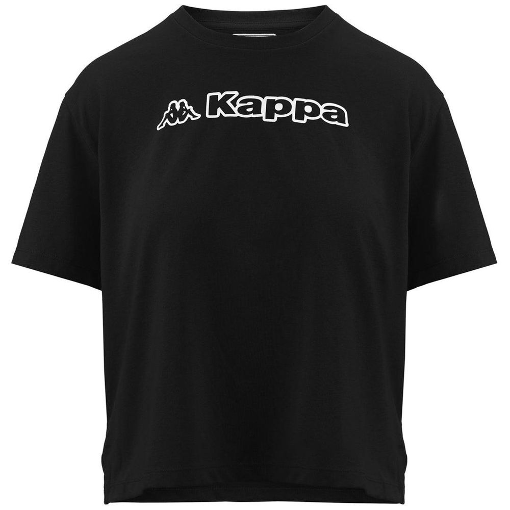 Women Kappa Logo Frega T-Shirt Black | 739145-AQT