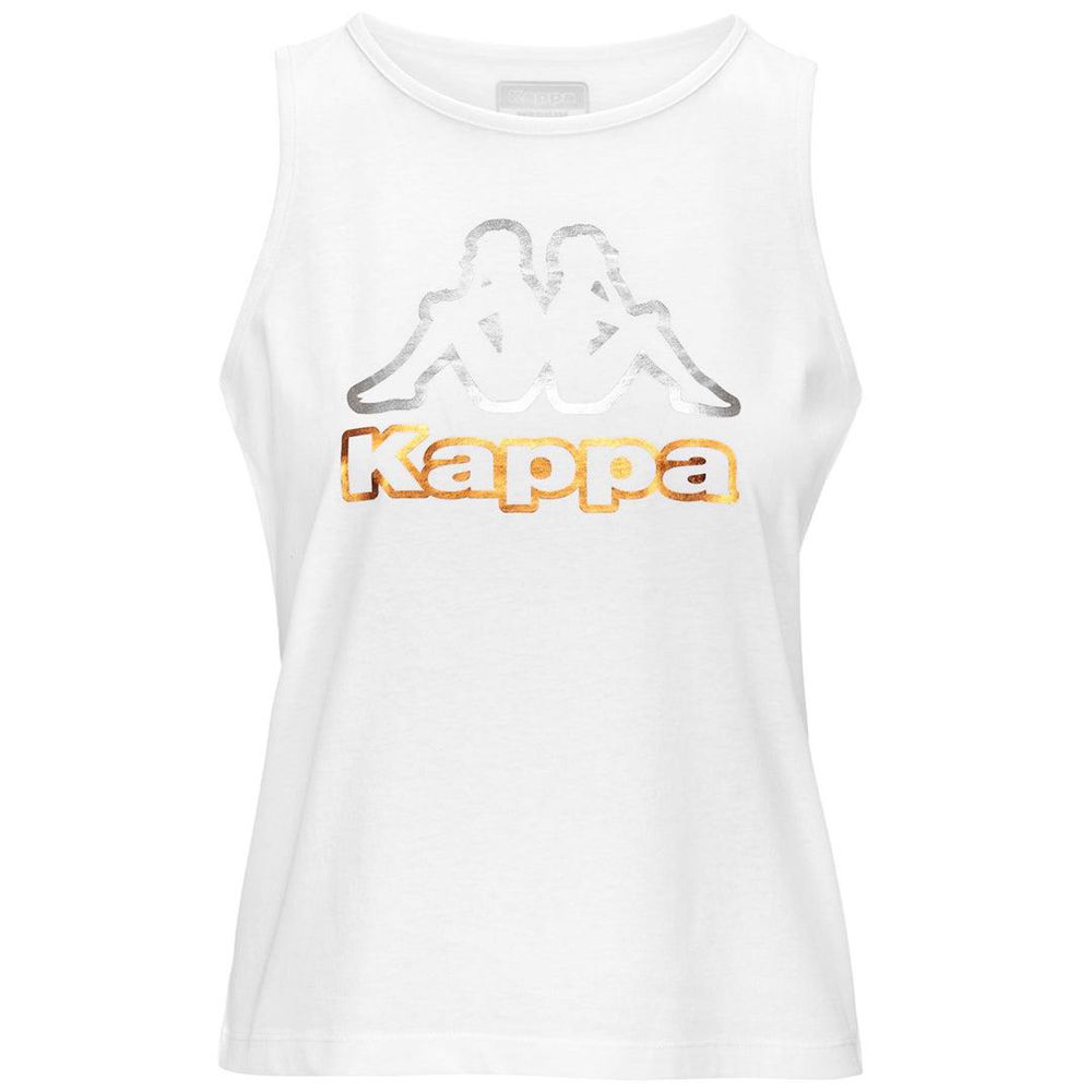 Women Kappa Logo Fria Tank Top White | 647109-RDJ