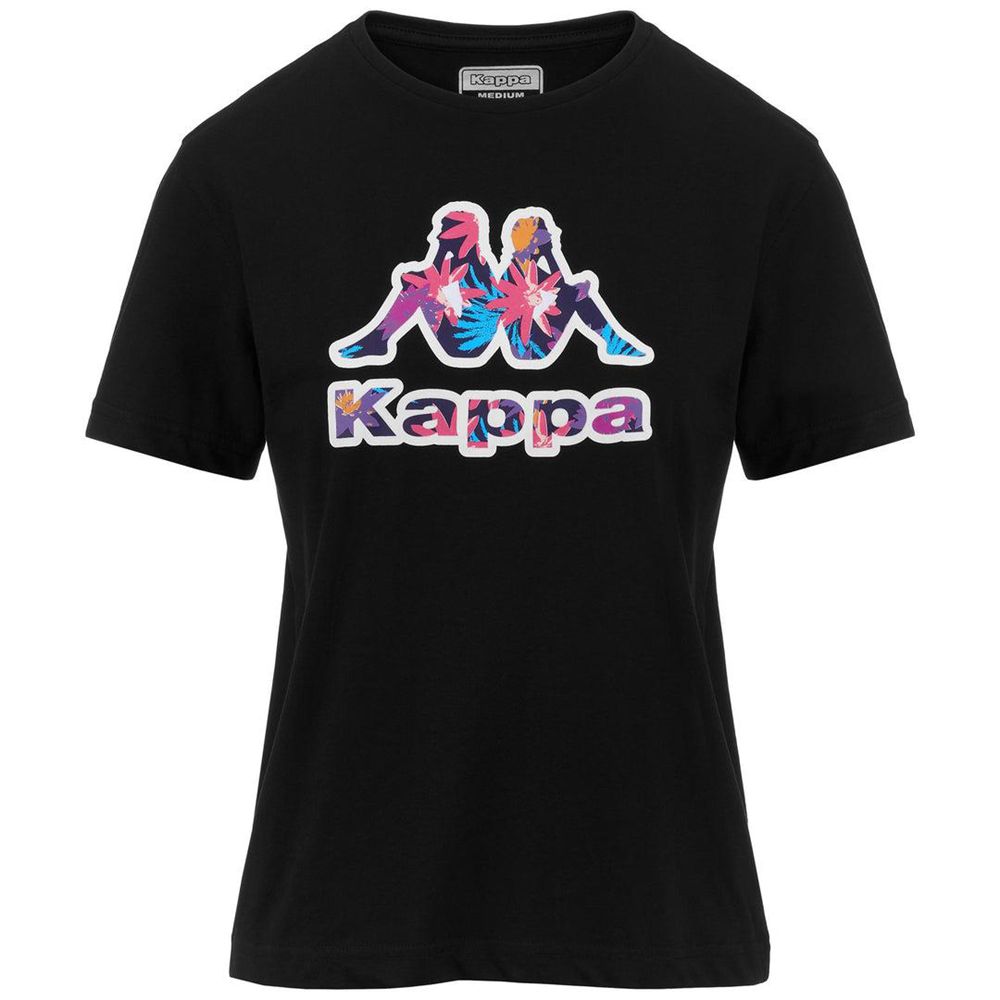 Women Kappa Logo Fujica T-Shirt Black | 412673-ASR