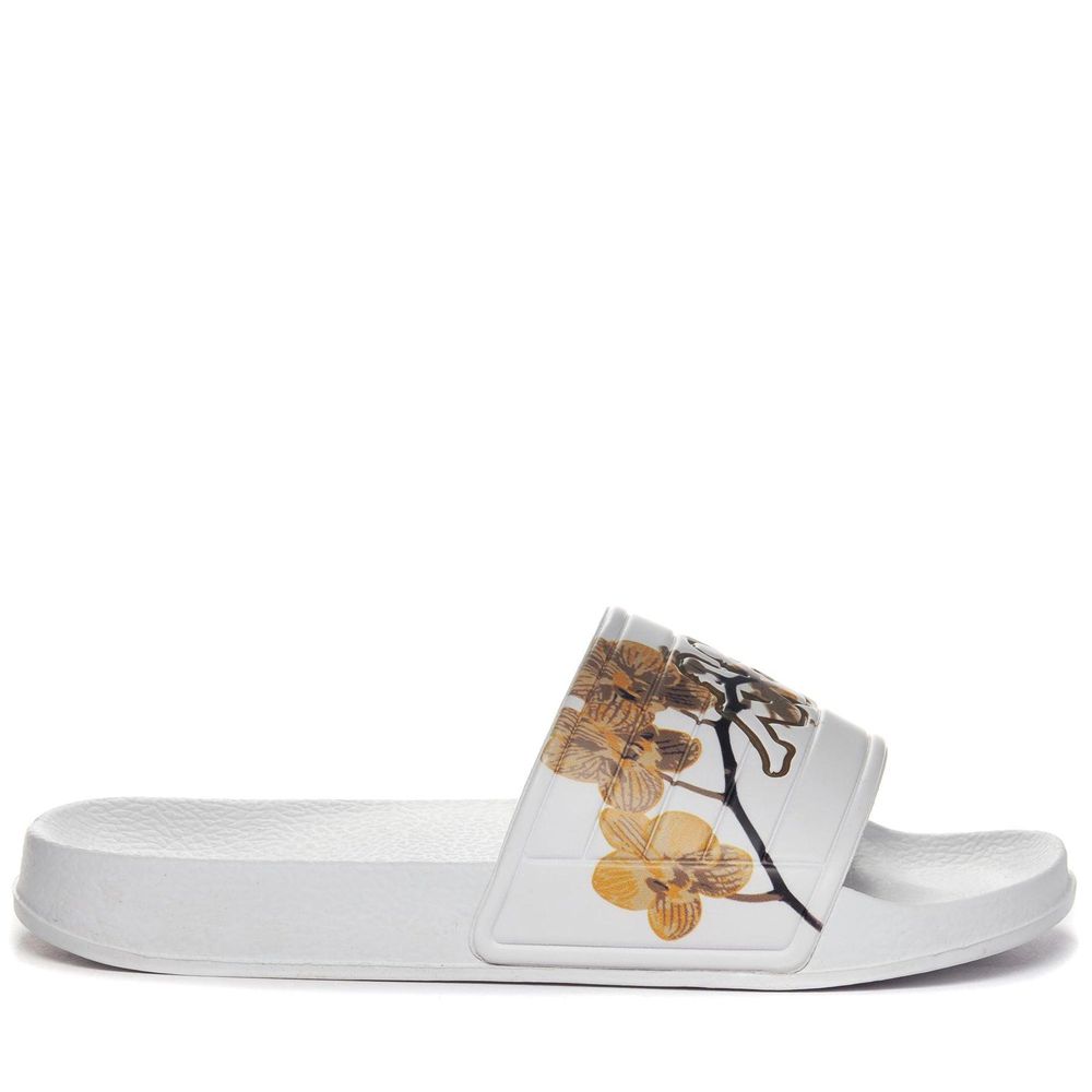 Women Kappa Logo Noles 7 Flip Flops White | 240837-BRA