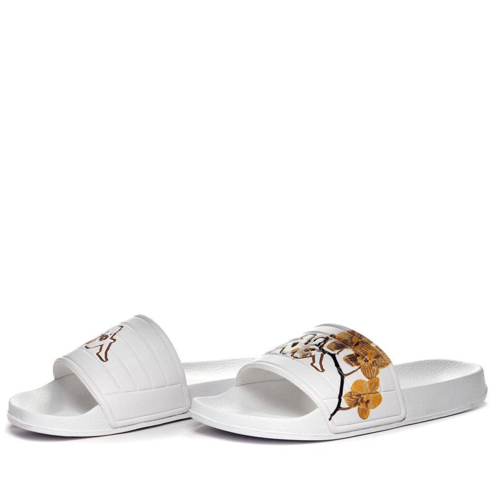 Women Kappa Logo Noles 7 Flip Flops White | 240837-BRA