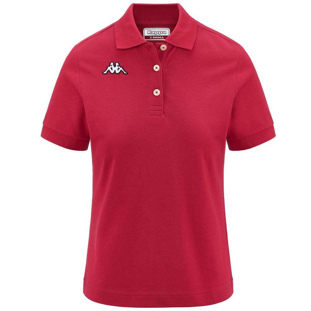 Women Kappa Logo Sharas Wss Polo Shirt Red | 751420-IFW