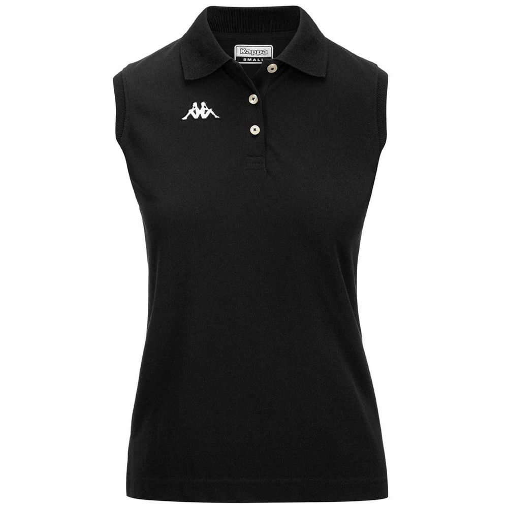 Women Kappa Logo Tennis Wws Slim Polo Shirt Black | 486572-CTO